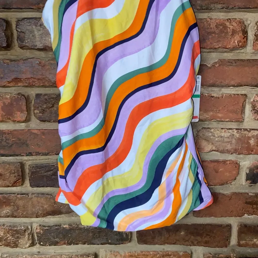 NWT Anne Cole High Neck Printed Tankini Swim Bathing Suit Top Women's Size Large